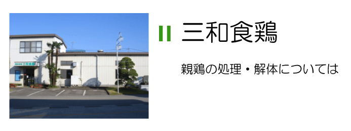 親鳥の処理・解体については三和食鶏